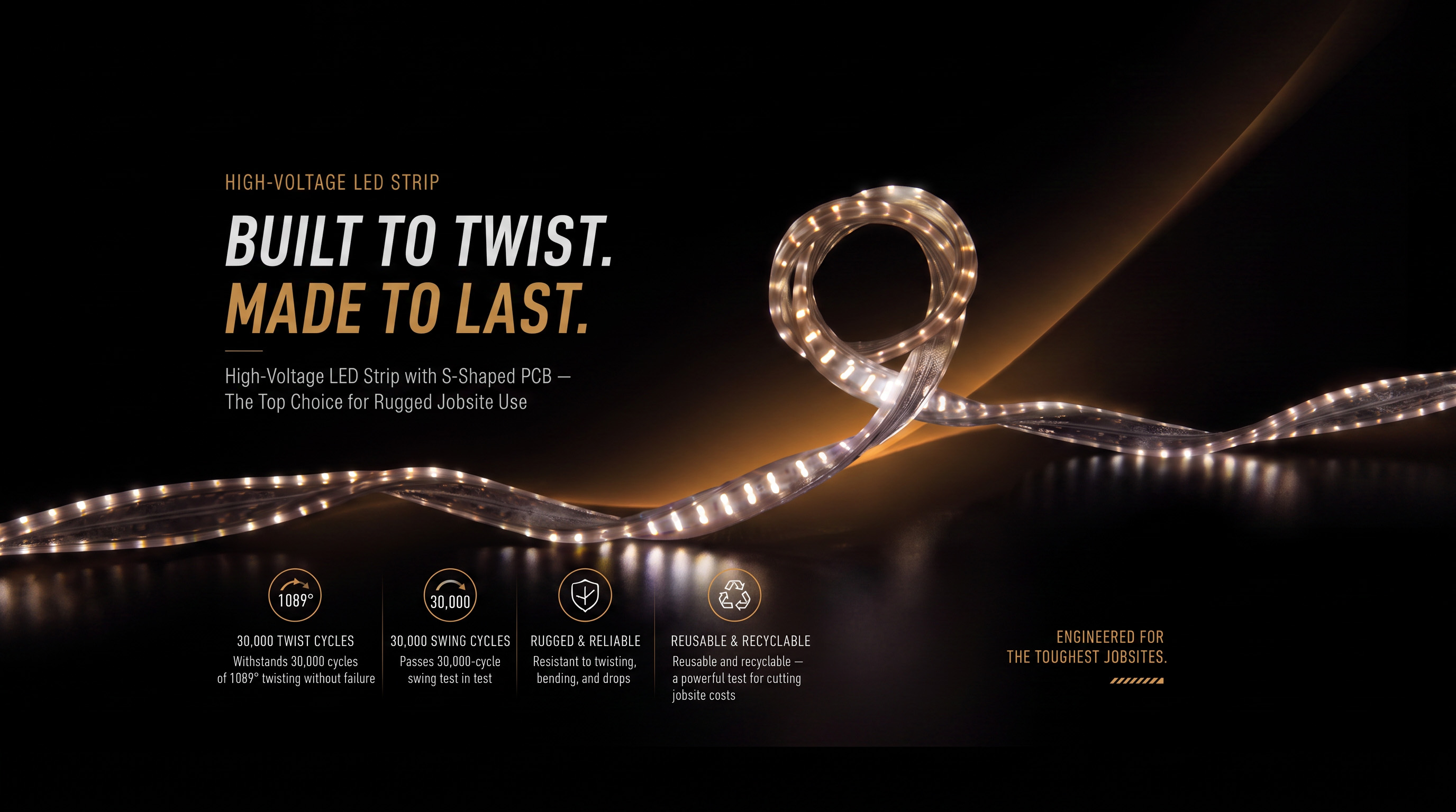  High-Voltage LED Strip with X-Shaped PCB — The Top Choice for Rugged Jobsite Use