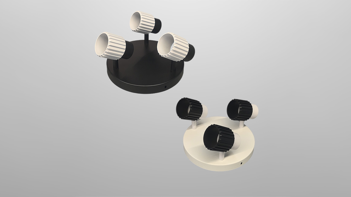 Multi-head GU10 fixture with aluminum ribbed body