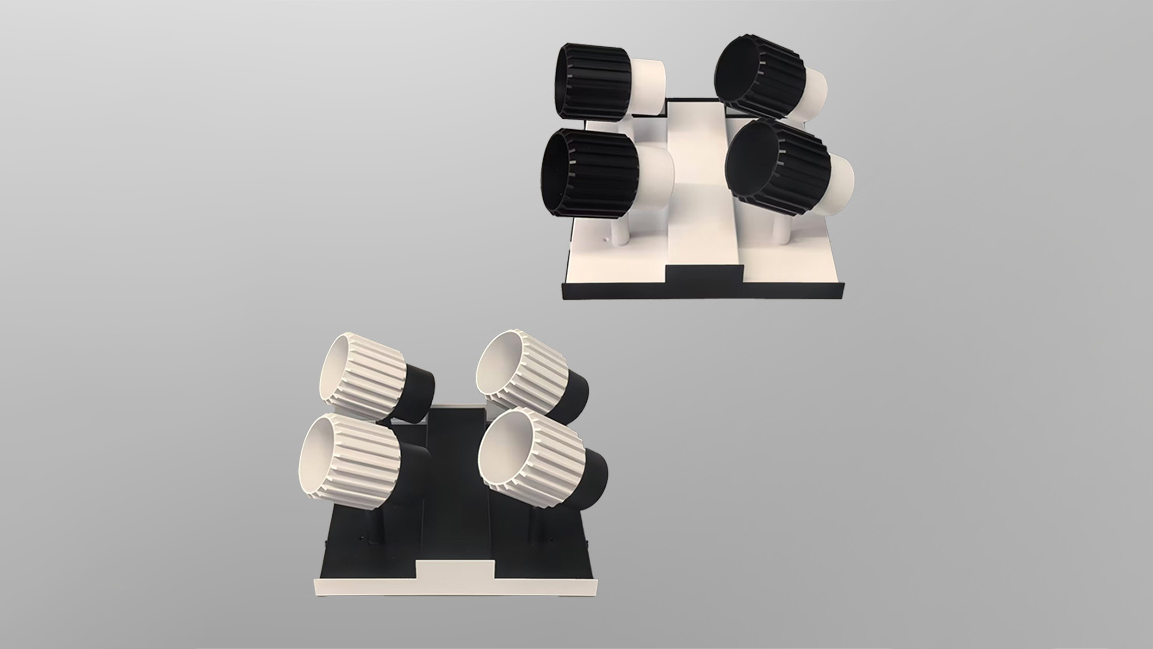Multi-head GU10 fixture with aluminum ribbed body