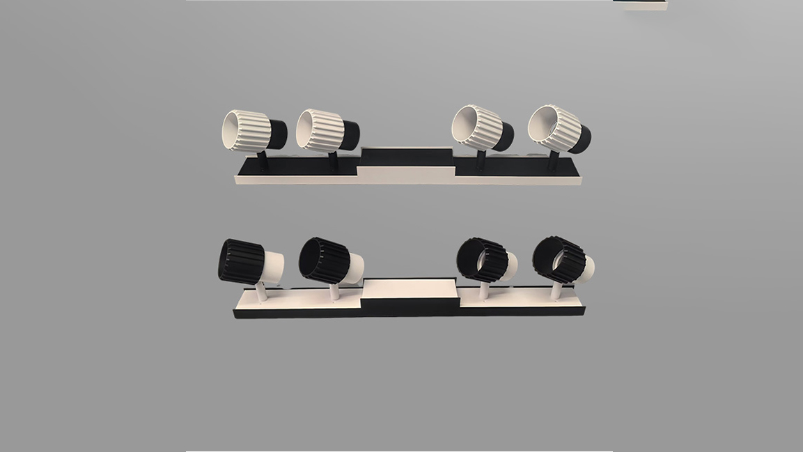 Multi-head GU10 fixture with aluminum ribbed body