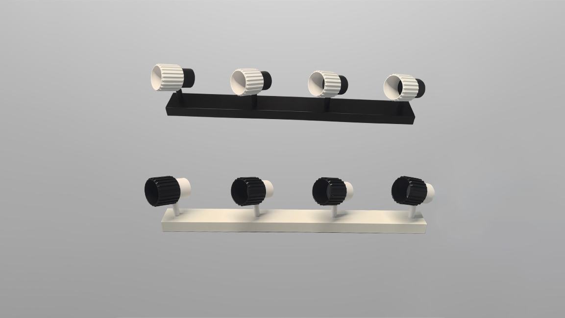 Multi-head GU10 fixture with aluminum ribbed body