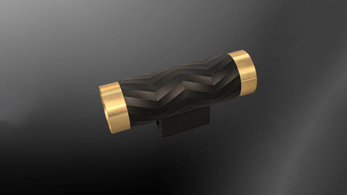 Multi-head surface-mount model with gold-rimmed pattern