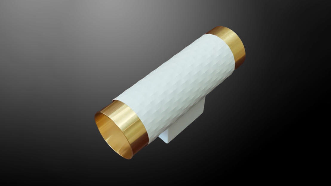 Multi-head surface-mount model with gold-rimmed pattern