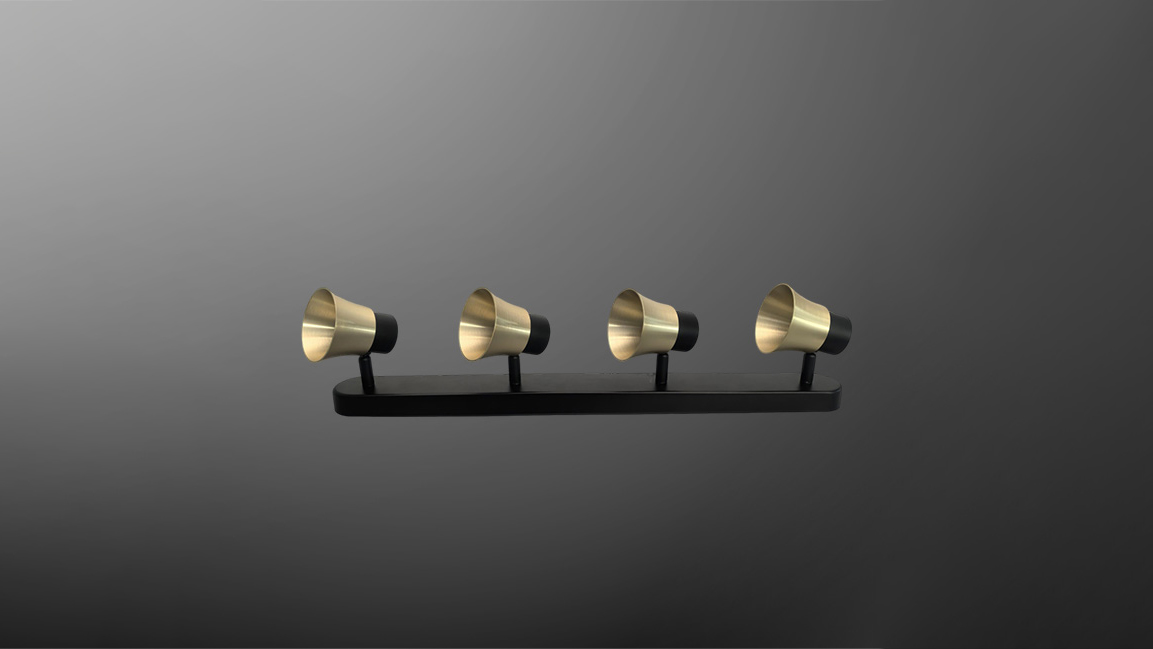 Multi-head GU10fixture with trumpet-shaped design