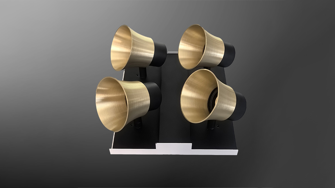 Multi-head GU10fixture with trumpet-shaped design