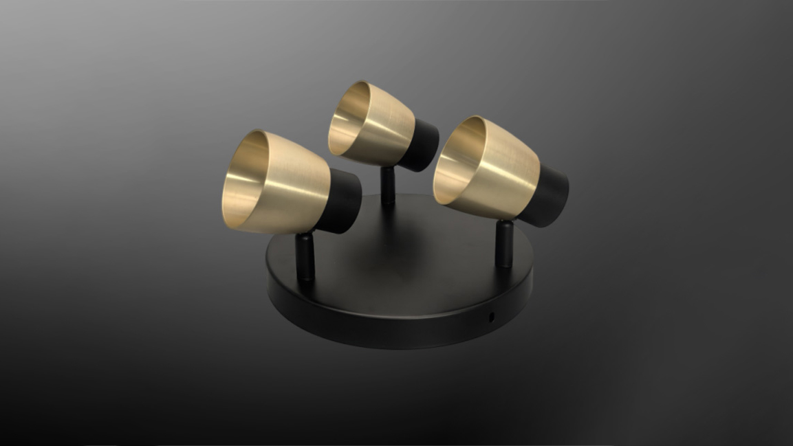 Multi-head GU10fixture with trumpet-shaped design