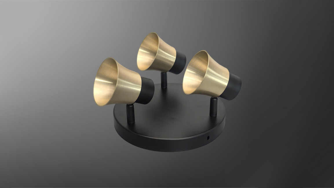 Multi-head GU10fixture with trumpet-shaped design