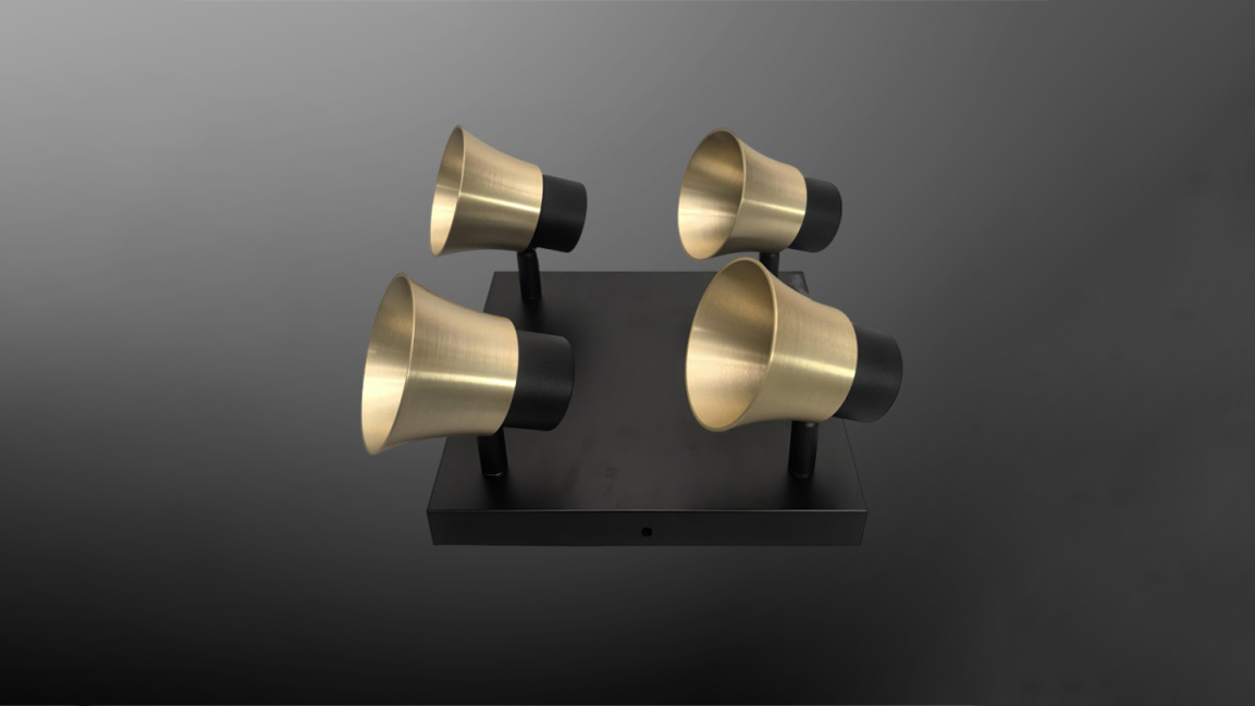 Multi-head GU10fixture with trumpet-shaped design