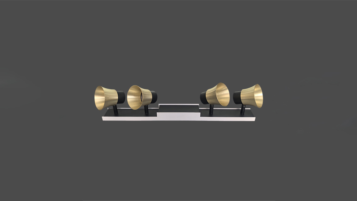 Multi-head GU10fixture with trumpet-shaped design