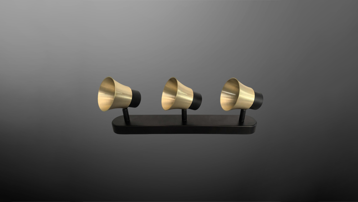 Multi-head GU10fixture with trumpet-shaped design
