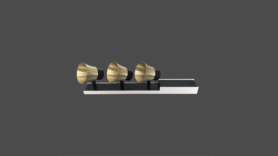 Multi-head GU10fixture with trumpet-shaped design