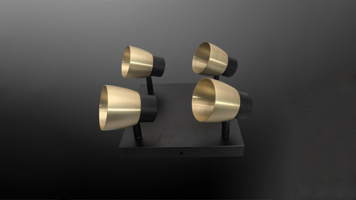 Multi-head GU10fixture with trumpet-shaped design
