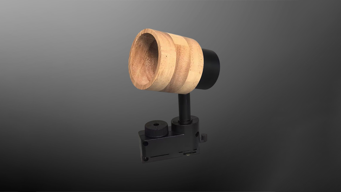 Multi-head GU10 fixture with wooden elements