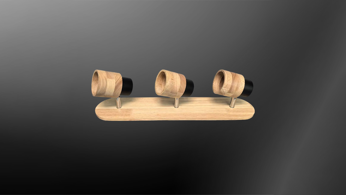 Multi-head GU10 fixture with wooden elements