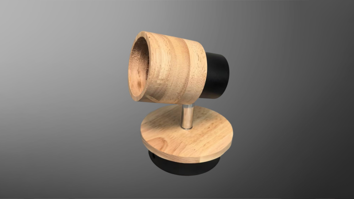 Multi-head GU10 fixture with wooden elements
