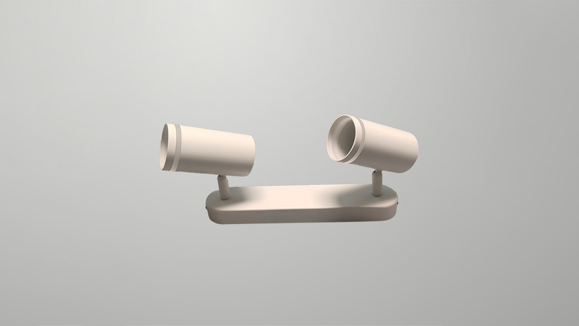 Multi-head GU10 fixture  (iron cylinder + translucent plastic)