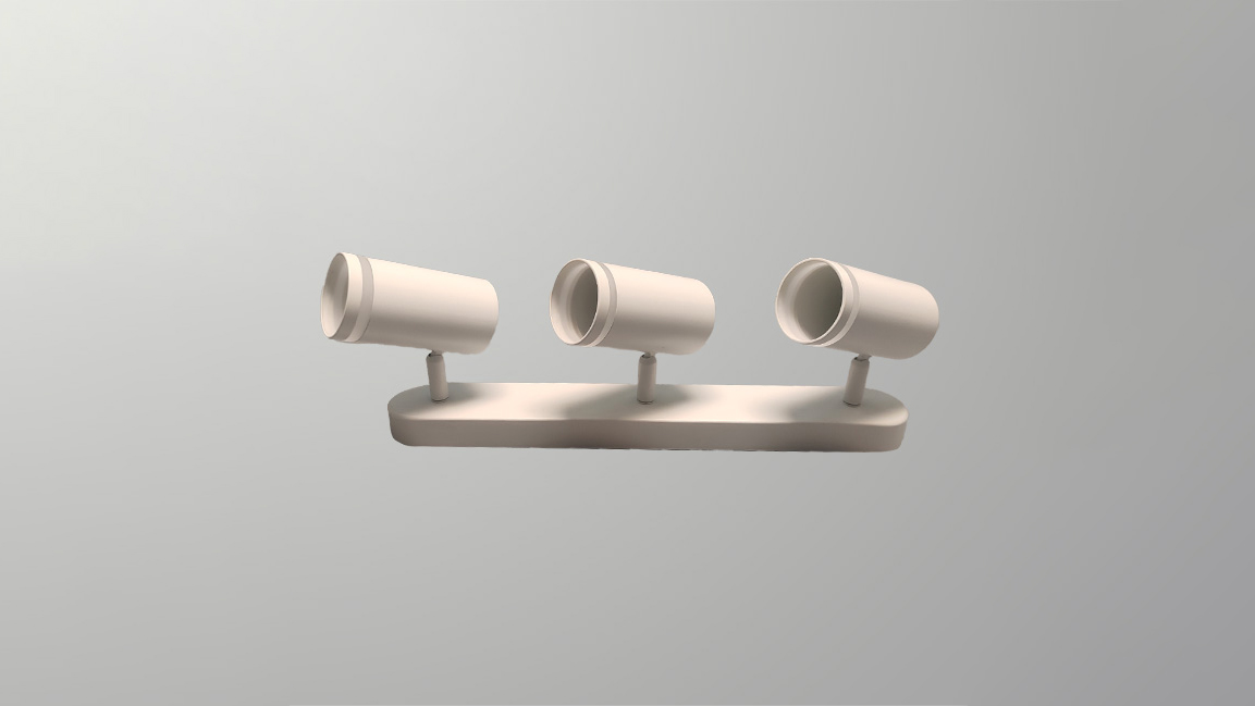 Multi-head GU10 fixture  (iron cylinder + translucent plastic)