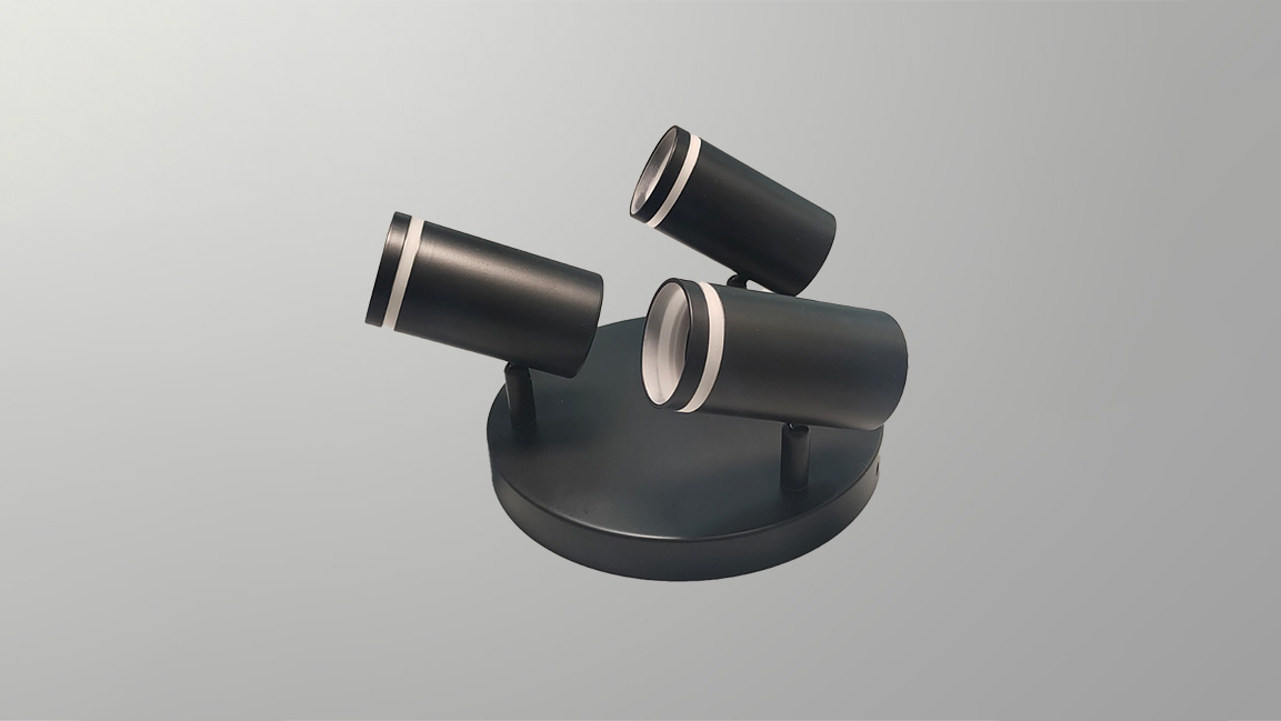 Multi-head GU10 fixture  (iron cylinder + translucent plastic)